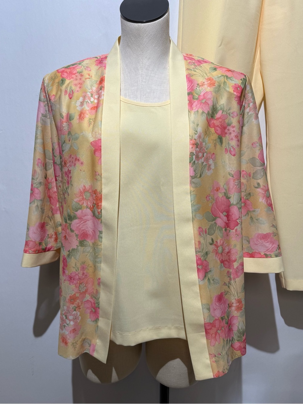 Haband 3 piece set Floral Yellow Open-Front Kimono Jacket size MP